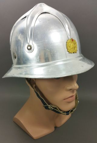 Vintage Yugoslavian Fire Helmet Aluminum Firefighter Firefighting Feuerwehrhelm