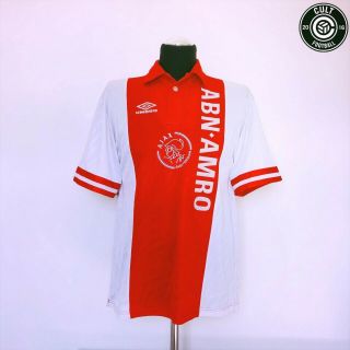 LITMANEN 10 Ajax Amsterdam Vintage Umbro Football Shirt 1993/94 (L) Finland 2