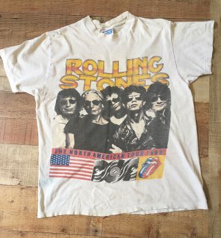 Vintage Rolling Stones 1989 Tour T Shirt Steel Wheels Vtg Rock N Roll - Large