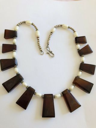 Silver Cornelian,  Pearls Necklace,  Sterling,  925,  Heavy,  Cultured 2