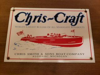 Vintage Chris - Craft Boats Porcelain Sign.  Algonac,  Michigan 12 " X8 "