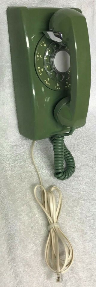 Vintage 1960 Western Electric A/b 554 6 - 66 Green Avocado Rotary Wall Mount Phone