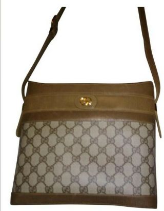 Authentic Vintage Gucci Web Bucket Crossbody Shoulder Bag Purse Handbag