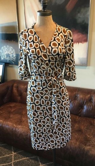 Diane Von Furstenberg Julian Two 1974 Vintage Leopard Print Wrap Dress Sz 12