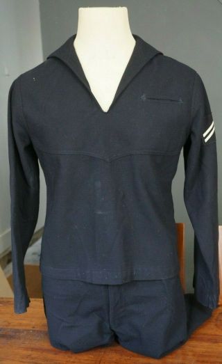 Us Navy Post Wwii Sailor Wool Cracker Jack Uniform,  Trousers Marked 35 " X L