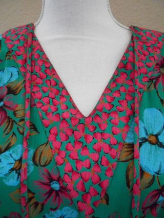 Susan Freis For Assorti Vintage Ruffle Gorgeous Dress Small Teal & Pink