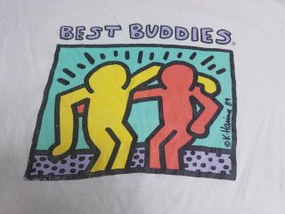 Vintage Keith Haring Best Buddies T - Shirt 1989 Single Stitched Size Xl - 80s