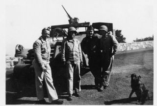 Org Wwii Photo: American Gi’s In Front Of Armored Scout Car