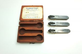 Vintage Numberall Rotary Steel Stamp 3 Piece 1/4 " Alphabet & Numeric Set In Case