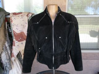 Vtg Us Made Harley Davidson Hd Women’s Leather Biker Tassel Jacket