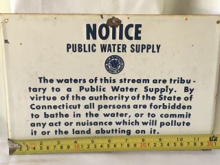 PORCELAIN SIGN VINTAGE PUBLIC WATER SUPPLY CONNECTICUT 8 X 12 Health Department 7