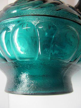 Empoli Blue Hand Blown Glass Pitcher Aqua teal handle VTG carafe 5