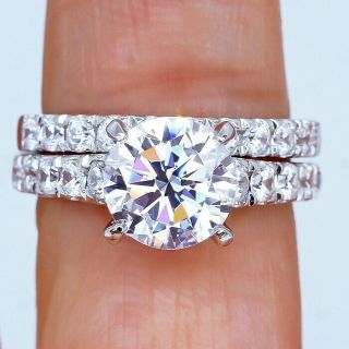 3.  29ct 14k White Gold Over Stackable Diamond Engagement Wedding Ring Set R14