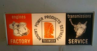 Vintage Tecumseh Engines Sales & Service Lighted Advertising Sign