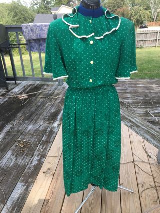 John Yang Vintage 100 Silk Green Dress Sz 6