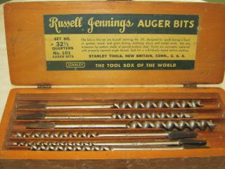 Vintage Russell Jennings Auger Bits Stanley Set No.  32 1/2 Quarters,  No.  101