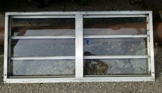 Vintage Camper Camping Trailer Rv 3 Panel Crank Window Glass Louvered 47.  5x21.  5
