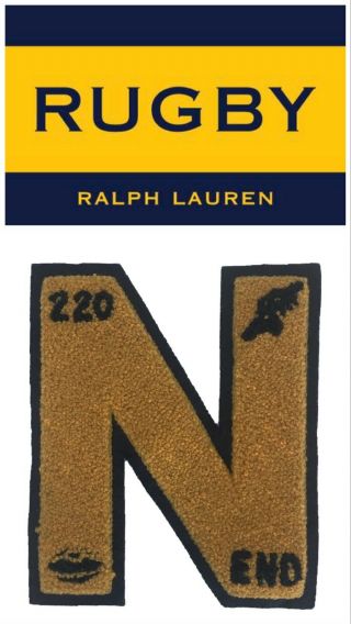 Rrl Rugby Ralph Lauren College Varsity Football Chenille " N " Patch Rare Vintage