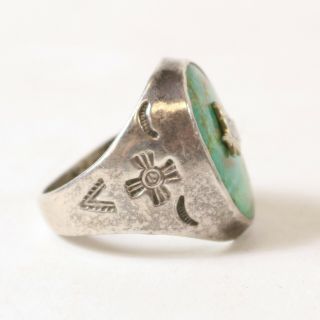 Vintage Masonic Ring Sterling & Turquoise Southwest Design,  Sz 11 Masons 3