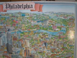 Vintage Philadelphia cartoons map 1977 by Cindy Delpart; Tom Dodds; Archar Inc. 4