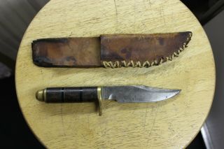 Vintage American Custom Made Fixed Blade Knife Bone Lubbock Texas L Kit