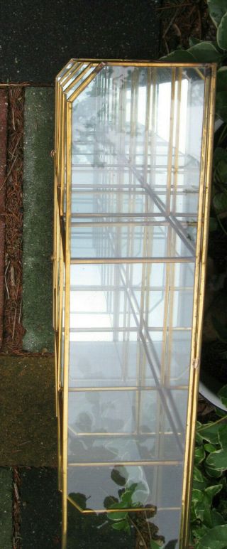 Vtg Franklin Figurine Glass Mirrored Brass 12 Compartment Display Case 4