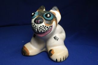 Rare Weller Art Pottery Pop - Eye Dog Cream Colored Background Sharp Details
