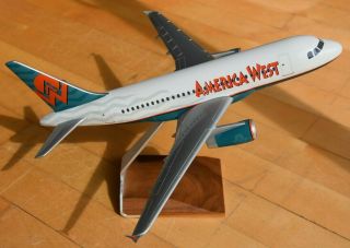 Vintage 1/100 Scale PacMin America West Airbus A318 Desktop Airplane Model 2
