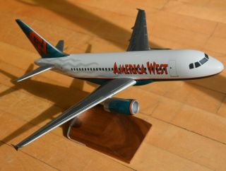 Vintage 1/100 Scale PacMin America West Airbus A318 Desktop Airplane Model 4