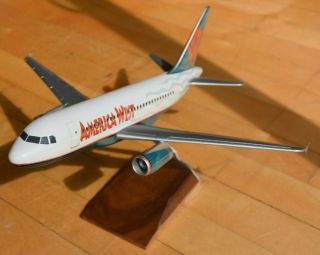 Vintage 1/100 Scale PacMin America West Airbus A318 Desktop Airplane Model 5