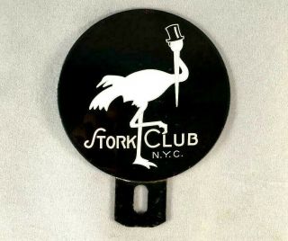 Vintage Stork Club License Plate Topper Porcelain Rare Old Advertising Sign 50s