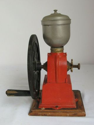 Vintage ELMA Red Cast - Iron Hand Crank Coffee Grinder 8