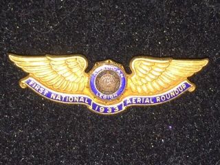 Vintage 1933 American Legion 1st National Aerial Roundup Pilot Wings Pin Badge