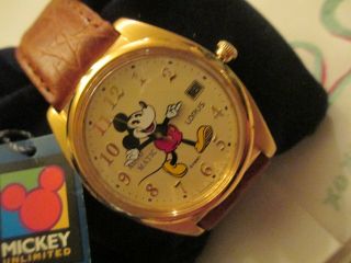 Disney Automatic Pie Eye Eyed Wristwatch Mickey Calendar Watch Rare
