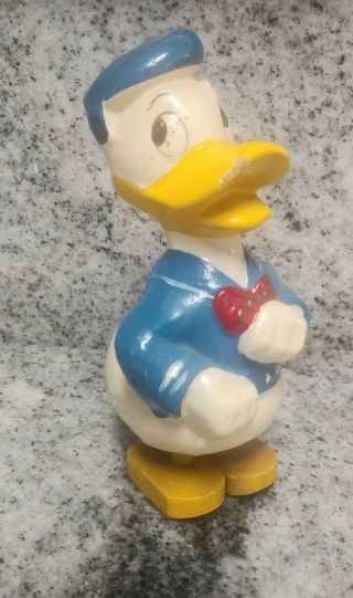 Rare Vtg Donald Duck Ramp Walker Toy Composition Body And Wood Feet Hand Painted