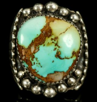 Vintage Heavy T.  Hasteen Old Pawn Navajo Boulder Turquoise Mens Ring Sz 9.  5