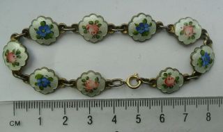 Vintage Jewellery Norway Norwegian Silver Gilt Enamel Floral Flower Bracelet