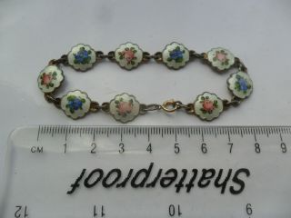 Vintage jewellery Norway Norwegian silver gilt enamel floral flower bracelet 2