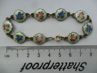 Vintage jewellery Norway Norwegian silver gilt enamel floral flower bracelet 4