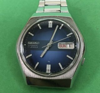 Vintage Seiko 5 7009 - 8060 Automatic Blue Dial Day Date Ss