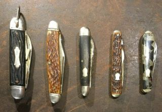 5 Vintage Pocket Knives - Colonial/kutmaster/millerbros/winchester/imperial