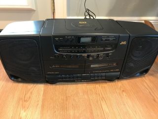 Vintage Jvc Pc - X95 Am/fm Cd Dual Cassette Dubbing Boombox Portable Stereo 90s