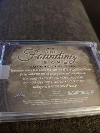 2018 - 19 LEAF ULTIMATE 6X THE FOUNDING YEARS 2/2 Vezina,  Worters,  Thompson,  RARE 2