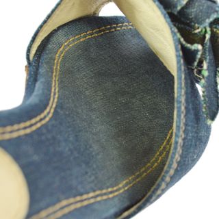 Authentic CHANEL Camellia Sandals Shoes Denim Italy Vintage 36 1/2 AK32886 7