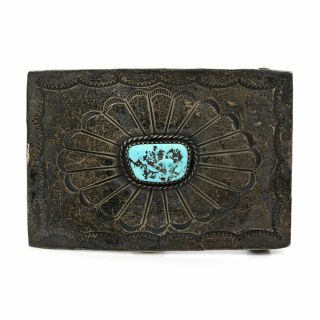 Silver Ray Shop Vintage Navajo Sterling Silver Turquoise Belt Buckle