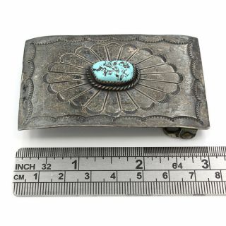 SILVER RAY SHOP Vintage Navajo Sterling Silver Turquoise Belt Buckle 3