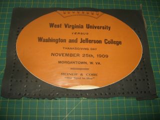 1909 Football Program West Virginia University W.  V.  U.  W & J College Vintage Nr
