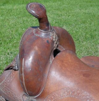 Old Vintage Antique Leather Cowboy Western Horse Saddle WIDE Wood Stirrups NO RE 3
