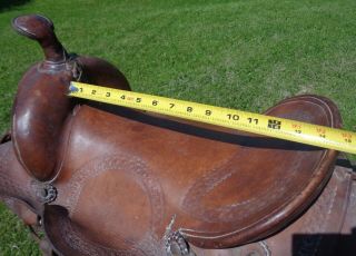 Old Vintage Antique Leather Cowboy Western Horse Saddle WIDE Wood Stirrups NO RE 8