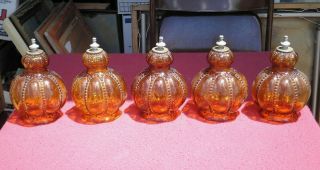 Vintage Mcm Swag Lamp Light Shades Set Of 5 Amber